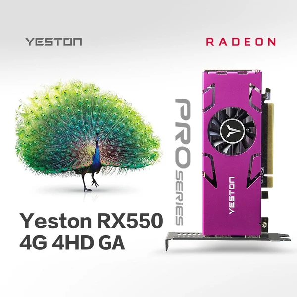 Yeston RX550-4G 4HD GA 4 képernyős grafikus kártya, 4 GB/128bit/GDDR5 memória