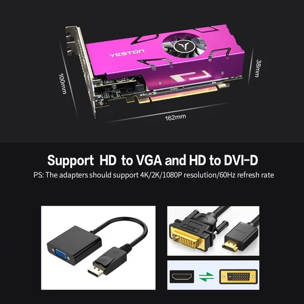 Yeston RX550-4G 4HD GA 4 képernyős grafikus kártya, 4 GB/128bit/GDDR5 memória