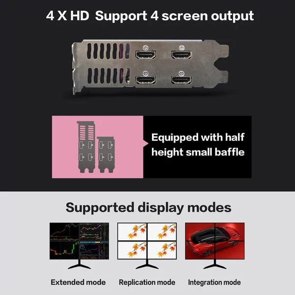 Yeston RX550-4G 4HD GA 4 képernyős grafikus kártya, 4 GB/128bit/GDDR5 memória