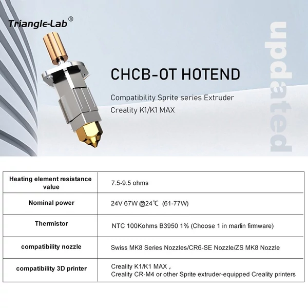 Trianglelab CHCB-OT Hotend, kompatibilis a Creality K1 /Creality K1 Max/ CR-M4 Sprite extruderrel