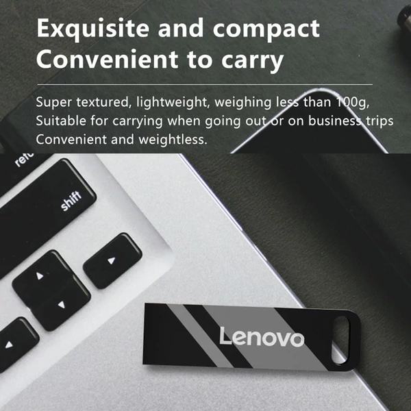 Lenovo SX110 USB 2.0 flash meghajtó, hordozható fém U-Disk - Fekete, 32G