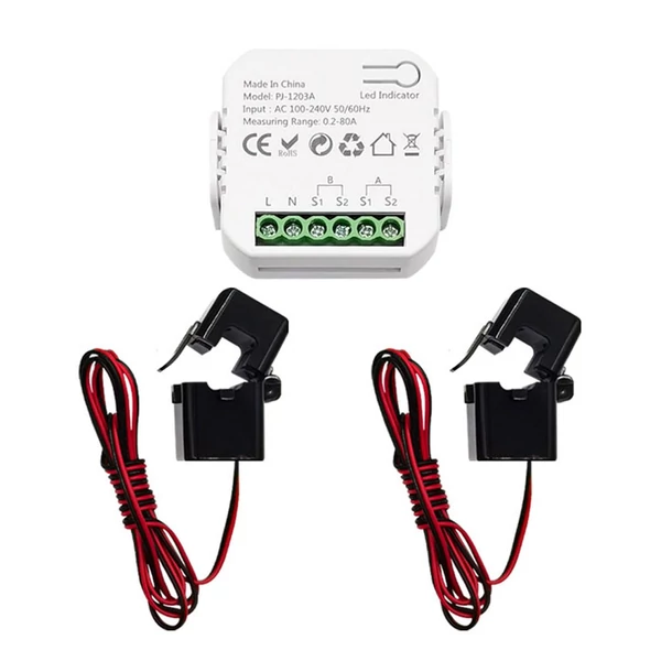 Tuya energiakapcsoló, többfunkciós tápfeszültség / árammérő - ZigBee, 2 db