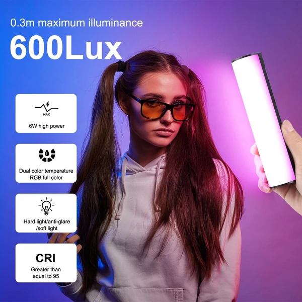 PULUZ PU4138 17 cm-es RGB fénypálca, mágneses LED-csöves fénypálca