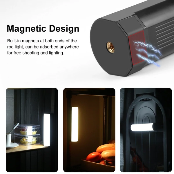 PULUZ PU4138 17 cm-es RGB fénypálca, mágneses LED-csöves fénypálca