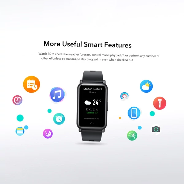 HONOR Watch ES 1,64 hüvelykes AMOLED érintőkijelzős intelligens karkötő - Fekete