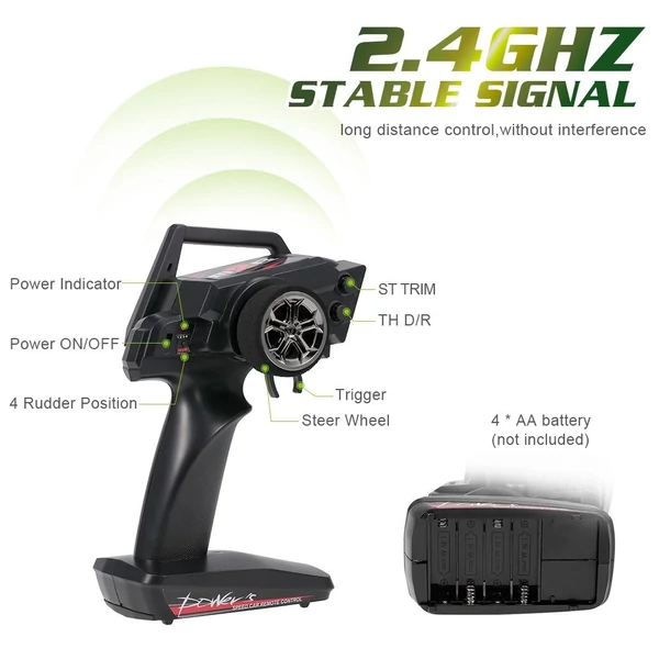 Wltoys 12427 1/12 2,4G 4WD 50km/h RC autó - Zöld