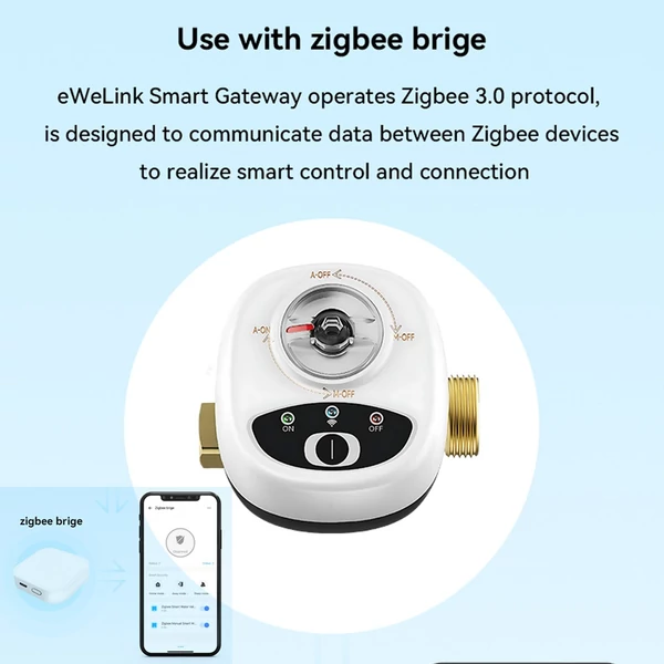EWeLink ZigBee vízszelep automatikus kapcsoló, intelligens golyósszelep, IP65 vízálló besorolás - DN15