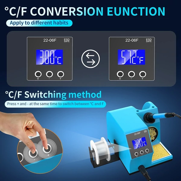 LCD kijelzős digitális forrasztóállomás, PID gyorsfűtés, hőmérséklet-szabályozó forrasztóállomás