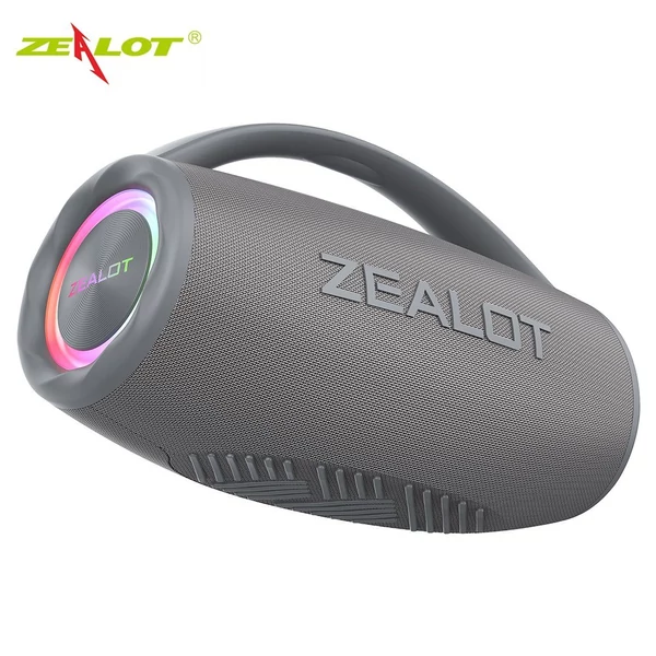 ZEALOT S97 80 W vezeték nélküli BT hangszóró erőteljes basszussal és színes fényekkel - Szürke