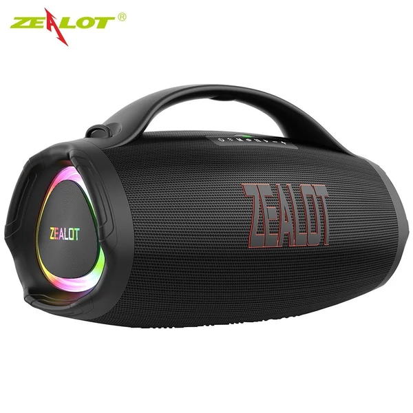 ZEALOT S98 BT vezeték nélküli sztereó hangszóró 150 W-os dübörgő hanggal, színes fényekkel - Fekete