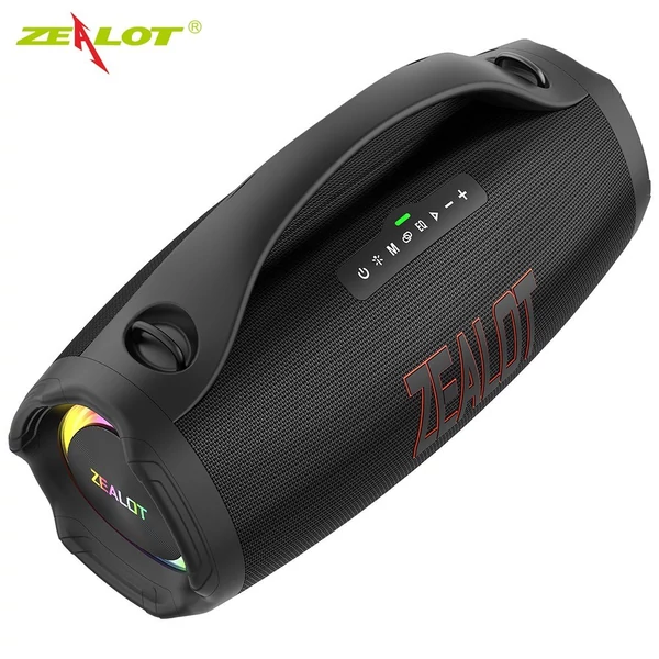 ZEALOT S98 BT vezeték nélküli sztereó hangszóró 150 W-os dübörgő hanggal, színes fényekkel - Fekete