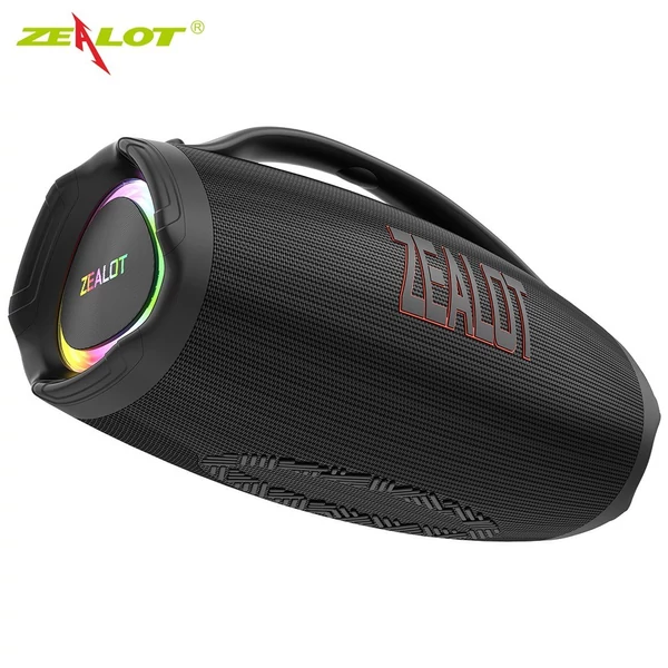 ZEALOT S98 BT vezeték nélküli sztereó hangszóró 150 W-os dübörgő hanggal, színes fényekkel - Fekete
