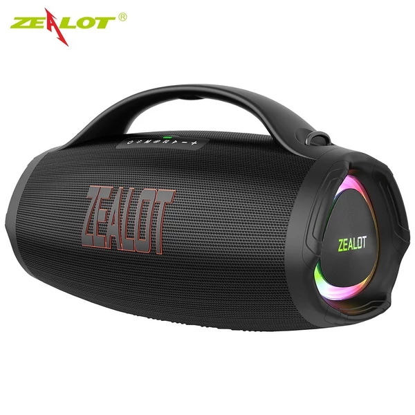 ZEALOT S98 BT vezeték nélküli sztereó hangszóró 150 W-os dübörgő hanggal, színes fényekkel - Fekete
