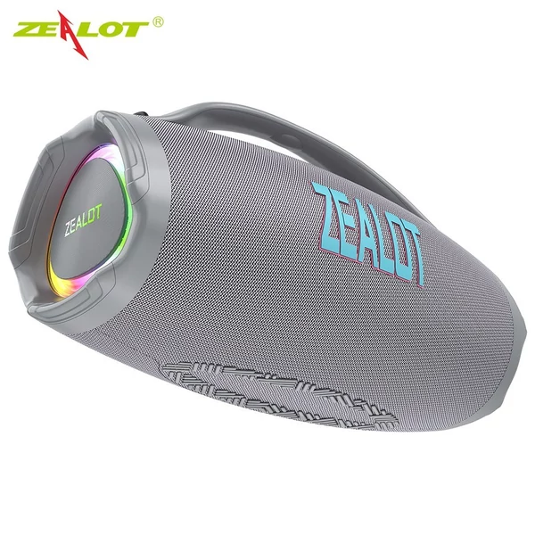 ZEALOT S98 BT vezeték nélküli sztereó hangszóró 150 W-os dübörgő hanggal, színes fényekkel - Szürke