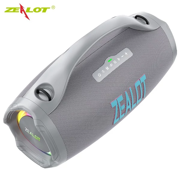 ZEALOT S98 BT vezeték nélküli sztereó hangszóró 150 W-os dübörgő hanggal, színes fényekkel - Szürke