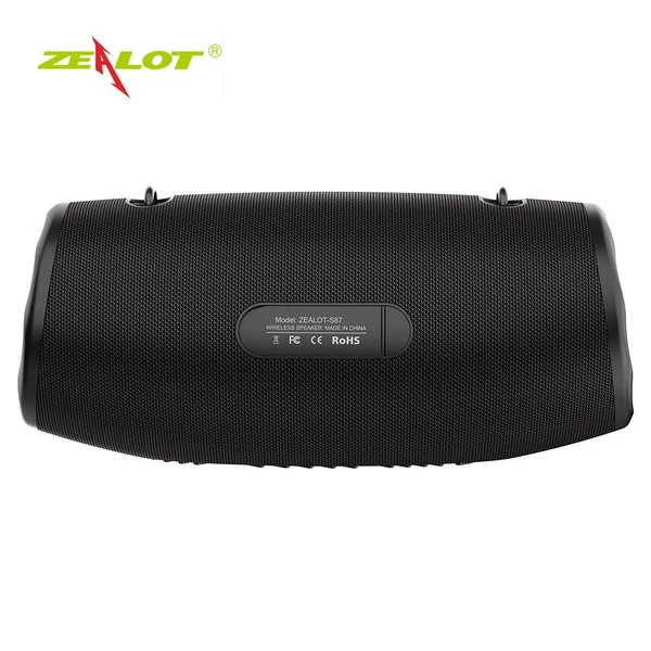 ZEALOT S87 BT hangszóró - Vezeték nélküli, 80 W-os bömbölő hang, LED világítás, vízálló, hordozható - Fekete