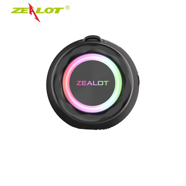 ZEALOT S87 BT hangszóró - Vezeték nélküli, 80 W-os bömbölő hang, LED világítás, vízálló, hordozható - Fekete