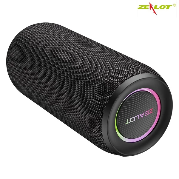ZEALOT S32 Max: nagy hatékonyságú hordozható vezeték nélküli hangszóró BT 5.2 technológiával és RGB fényeffektusokkal - Fekete