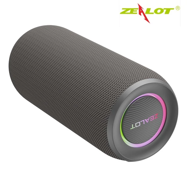 ZEALOT S32 Max: nagy hatékonyságú hordozható vezeték nélküli hangszóró BT 5.2 technológiával és RGB fényeffektusokkal - Szürke