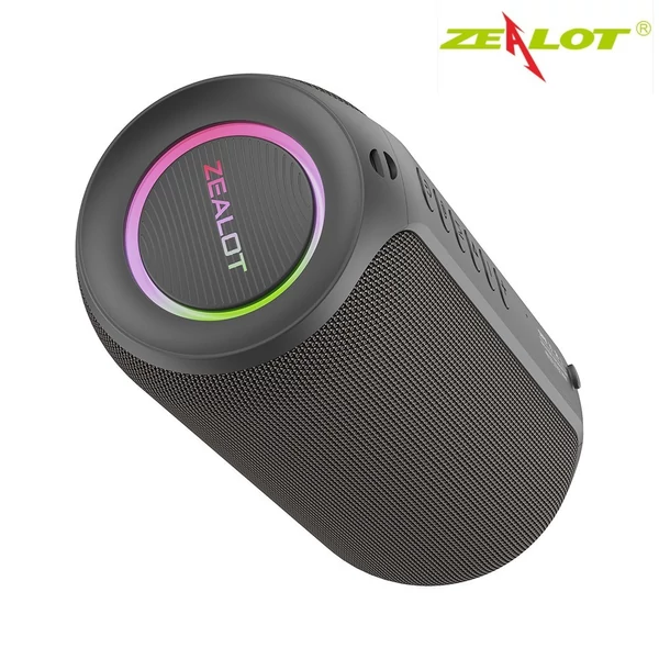 ZEALOT S32 Max: nagy hatékonyságú hordozható vezeték nélküli hangszóró BT 5.2 technológiával és RGB fényeffektusokkal - Szürke