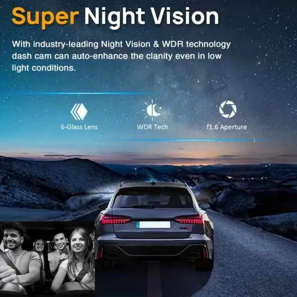 1080P DVR Dash kamera, első és belső kettős kamerás menetrögzítő 3,16 hüvelykes IPS képernyővel