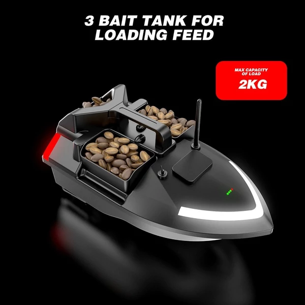 Horgászcsali csónak 500 m-es távirányító, kétmotoros halkereső 2 kg töltés - 5200mAh akkumulátor (tovább fejlesztve)