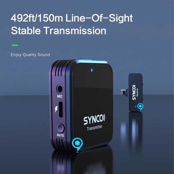 SYNCO G1L 2.4G vezeték nélküli mikrofonrendszer csíptetős adóval
