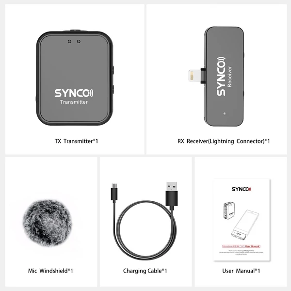 SYNCO G1L 2.4G vezeték nélküli mikrofonrendszer csíptetős adóval