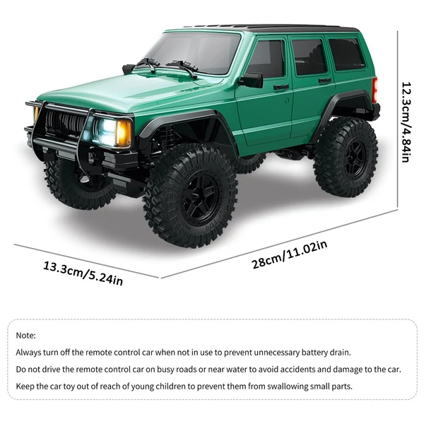 2,4 GHz-es 1:18 4WD újratölthető elektromos terepjáró LED lámpákkal - Zöld, 1 akkumulátor