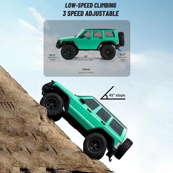 2,4 GHz-es 1:18 4WD újratölthető elektromos terepjáró LED lámpákkal - Zöld, 3 akkumulátor