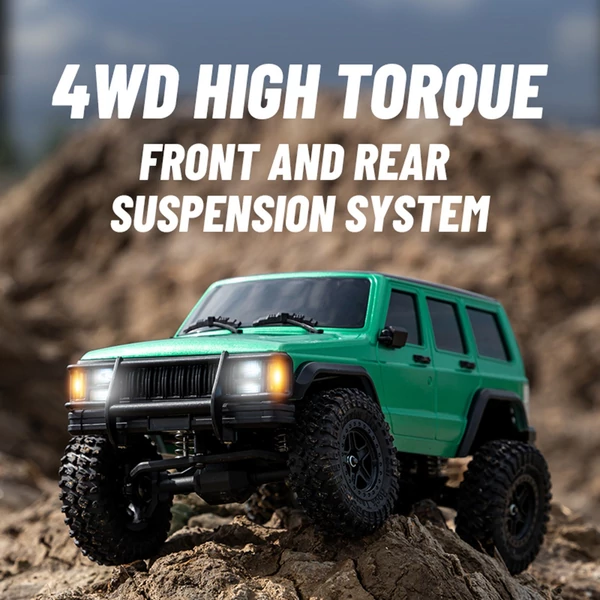 2,4 GHz-es 1:18 4WD újratölthető elektromos terepjáró LED lámpákkal - Zöld, 3 akkumulátor