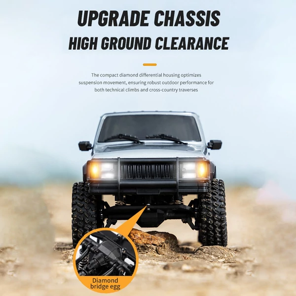 2,4 GHz-es 1:18 4WD újratölthető elektromos terepjáró LED lámpákkal - Fehér, 2 akkumulátor