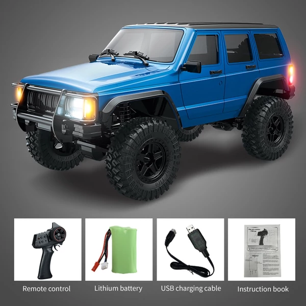 2,4 GHz-es 1:18 4WD újratölthető elektromos terepjáró LED lámpákkal - Kék, 1 akkumulátor