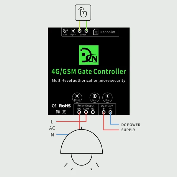 GSM 4G G203 kapuvezérlő, vezeték nélküli távoli GSM kapunyitó