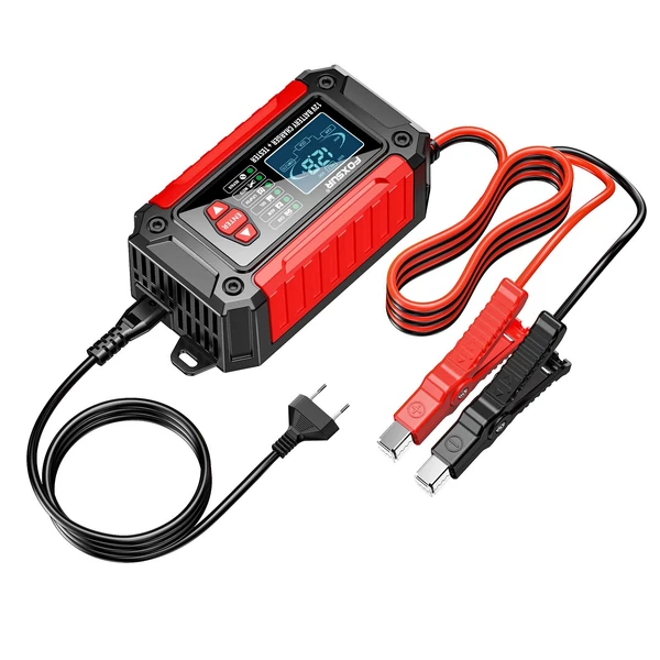 FOXSUR 12V 6 Amperes akkumulátortöltő és teszter - Piros