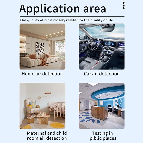Tuya WiFi multifunkcionális levegőminőség mérő háztartási HCHO / TVOC / szén-monoxid / CO2, PM2.5 / PM10 teszter - Fekete