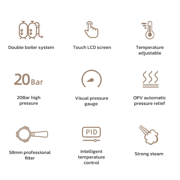 HiBREW H7A kávéfőző eszpresszógép, 20 bar nyomás, kettős kazánrendszer