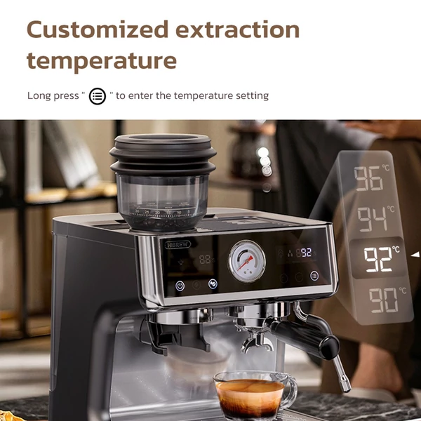 HiBREW H7A kávéfőző eszpresszógép, 20 bar nyomás, kettős kazánrendszer