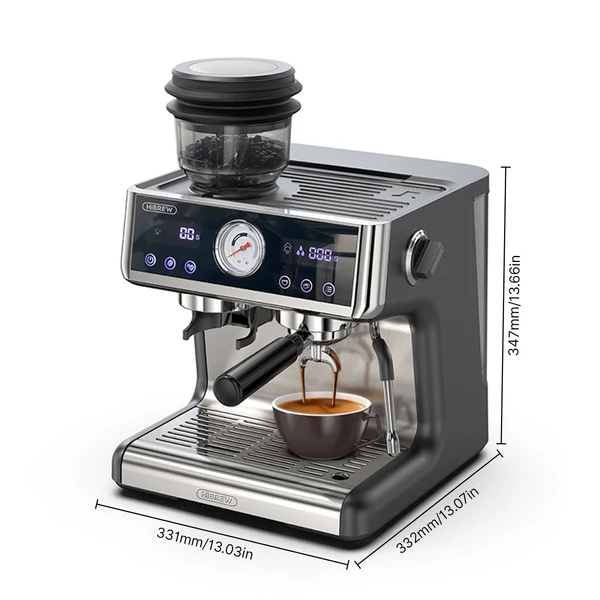 HiBREW H7A kávéfőző eszpresszógép, 20 bar nyomás, kettős kazánrendszer