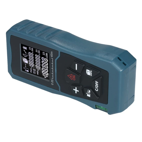 Lézeres távolságmérő, kézi 1,6 hüvelykes LCD, buborékszint (40m)