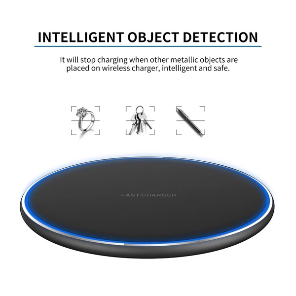 10 W-os vezeték nélküli töltő iOS/Android telefonokhoz, gyorstöltő pad, multivédelem - Fehér