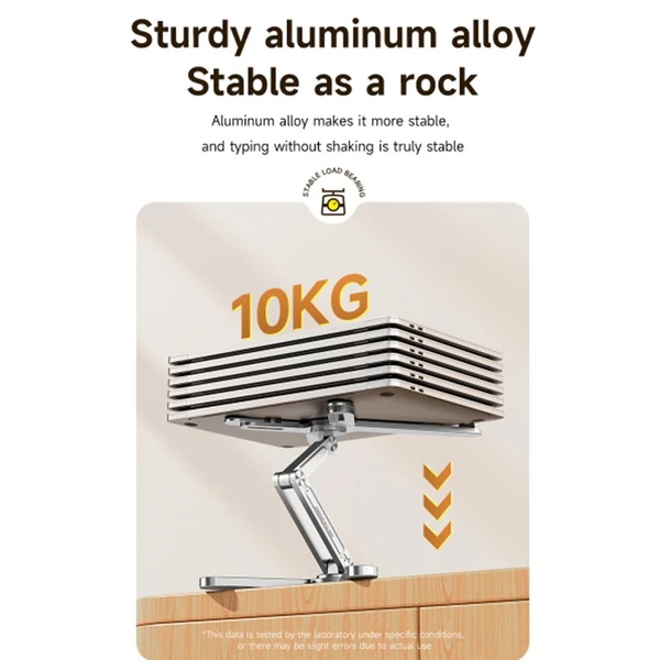 Laptop állvány 360 fokban forgatható fém összecsukható tartóval 16 hüvelykes számítógéphez / notebookhoz - Ezüst