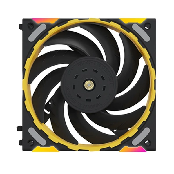Yeston számítógépház hűtőventilátor, 120 mm-es ARGB számítógépes processzorhűtő 2200 ford./perc fordulatszámmal, FDB csapágy - Fekete