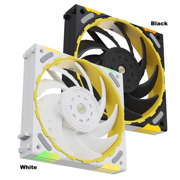 Yeston számítógépház hűtőventilátor, 120 mm-es ARGB számítógépes processzorhűtő 2200 ford./perc fordulatszámmal, FDB csapágy - Fehér