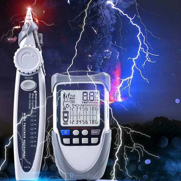 Kézi hordozható hálózati kábeltesztelő nagy LCD kijelzővel - ET612