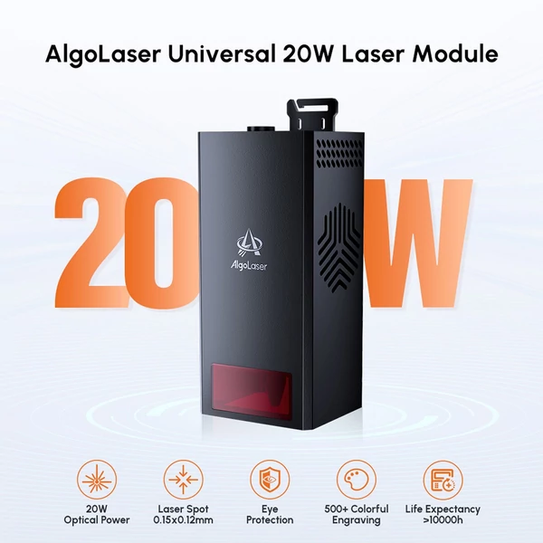 Algolaser 20W lézermodul ALM-20VDU, ultra vékony 0,15x0,12 mm-es lézerponttal, 500+ színes fémgravírozás, kompatibilis több lézervágóval
