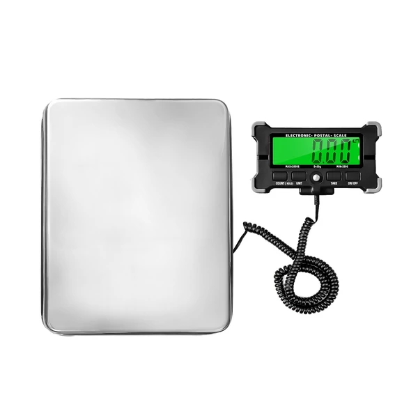 200 kg-os elektronikus postai mérleg, 0,05 kg-os precíziós integrált rozsdamentes acél digitális mérleg LCD háttérvilágítású kijelzővel