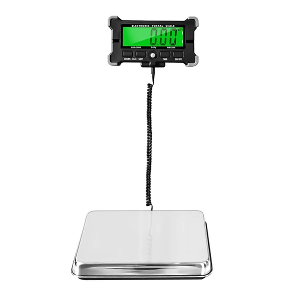 200 kg-os elektronikus postai mérleg, 0,05 kg-os precíziós integrált rozsdamentes acél digitális mérleg LCD háttérvilágítású kijelzővel