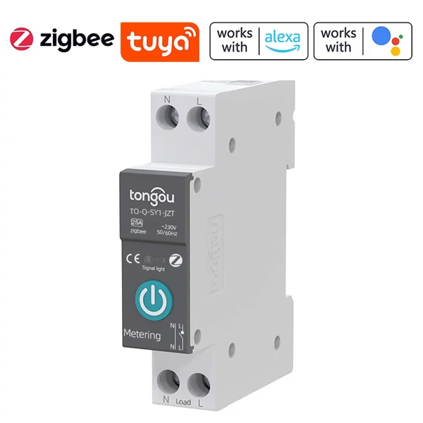 Tuya Zigbee intelligens áramköri megszakító, vezeték nélküli távirányító vezérlősínes kapcsoló - 25A