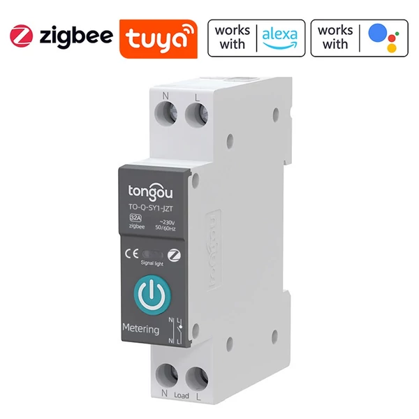 Tuya Zigbee intelligens áramköri megszakító, vezeték nélküli távirányító vezérlősínes kapcsoló - 32A